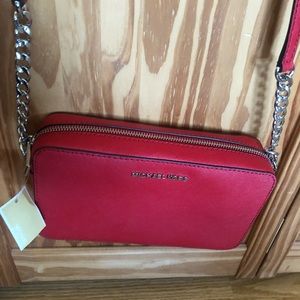 Red with Silver Hardware Michael Kors Cross-body Purse